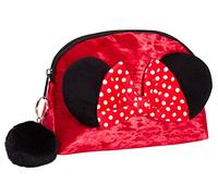 Minnie Mouse Make-up-Tasche für Damen und Mädchen, Disney Federmäppchen, doppelseitig, roter Samt, Kosmetiktasche, Reisezubehör, Geschenk, rot / schwarz, Einheitsgröße, Kosmetiktasche