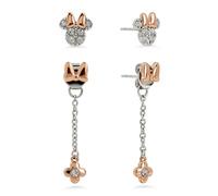 Minnie Mouse Ohrstecker, versilbert, Schleife von vorne nach hinten, 2 Stück
