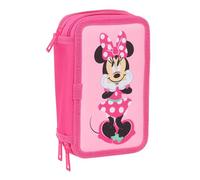 Minnie Mouse Schulmäppchen mit 37 Utensilien, Kindermäppchen, ideal für Kinder von 5 bis 14 Jahren, bequem und vielseitig, Qualität und Widerstandsfähigkeit, 12,5 x 5,5 x 19,5 cm