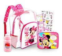Minnie Mouse transparenter Rucksack mit Brotdose - Bündel von 16 Stück in Tasche, Lunchbox, Flasche, Aufkleber, mehr, transparenter Schulbedarf für Kinder, Transparent, Minnie Clear Backpack, Minnie