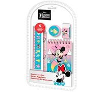 Minnie Schreibwaren-Set für Mädchen, 5-teilig, inkl. 1 x Mini-Notizblock, 1 x Radiergummi, 1 x Bleistift, 1 x Lineal, 1 x Spitzer, für Kinder ab 3 Jahren