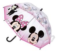 Minnie und Mickey Mouse Regenschirm für Kinder Transparent - Bedruckt mit Mnnie und Mickey Mouse und mit Rosa Details - Manuelles Öffnen - Aus 100% POE mit Fiberglasgestell - Original Produkt in Spanien Designedi