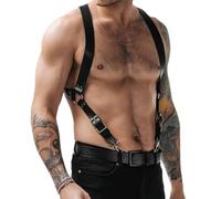 MinnowXY Verstellbare Hosenträger für Herren aus PU-Leder mit starken Metall-Clips, Einheitsgröße