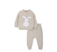 Minora Baby Premium Strick-Set: 2-Teilig mit Hasen-Motiv - Elegantes Outfit aus Baumwollmix für Neugeborene & Babys - Beige, 3-6 Monate