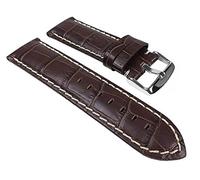 Minott Eulit Uhrenarmband Guinea Chrono Ersatzband Kalbsleder Dunkelbraun Krokoprägung, Stegbreite:18mm