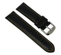 Minott Uhrenarmband Kalbsleder schwarz mit gelber Naht 27444S