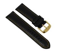 Minott Uhrenarmband Kalbsleder schwarz mit gelber Naht 27446G
