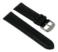 Minott Uhrenarmband Kalbsleder schwarz mit grüner Naht 27447S
