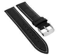 Minott > Uhrenarmband Krokooptik > Lederband schwarz > Kontrastnaht