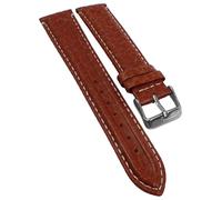 Minott > Uhrenarmband Leder Doppelwulst braun mit Naht > Kontrastnaht