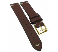 Minott > Uhrenarmband Leder flach braun Ziernaht > Dornschließe
