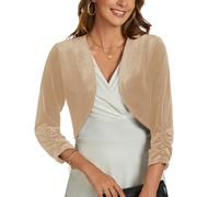 MINTLIMIT Cardigan Damen Bolero Strickjacke 3/4 Ärmel Regular Fit Oberteil Offene Samt Jacke