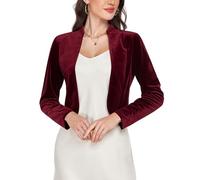 MINTLIMIT Damen Kurz Strickjacke Samt Bolero Langarm Cardigan Vorne Bolerojacke Elegant Blazer