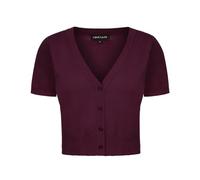 MINTLIMIT Kurzer Cardigan Damen Bolero Strickjacke Kurzarm Lightweight Casual Boleroshrug (Weinrot M)