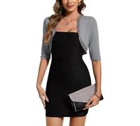 MINTLIMIT Kurzer Strickjacke Damen Offene Cardigan 3/4 Ärmel Bolero Leichte Boleroshrug (Grau XL)