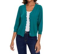 MINTLIMIT Strickjacke Damen V-Ausschnitt Cardigan Casual Sweater 3/4 Ärmel Dünne Cardigan Top Lose (Grün XXL)