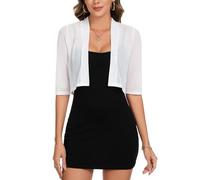 MINTLIMIT Strickjacke Kurz Damen Mesh Boleros Offene Cardigan 3/4 Ärmel Sommer Lässige (Weiß S)
