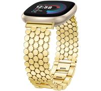 Minyee Metallband, kompatibel mit Fitbit Sense 2/Versa 4/Versa 3/Sense Damen, Edelstahlkette, Wabenmuster, luxuriös, schickes Ersatzband für Versa 4