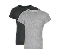 Minymo 2er Pack Baby Mädchen T-Shirt, Kurzarm, Alter 12-18 Monate, Größe: 86, Farbe: Grau und Schwarz, 3933