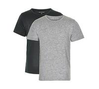 Minymo 2er Pack Kinder Jungen T-Shirt, Kurzarm, Alter 9-10 Jahre, Größe: 140, Farbe: Grau und Schwarz, 3932