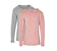 Minymo - Langarmshirt BASIC 2er-Pack in rosa/grau melange Gr.86