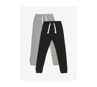 MINYMO Jungen Minymo 2er Pack Sweat Pants/Freizeithose fürJungen Hose, Mehrfarbig (Dunkel Grau/Schwarz 193), 140 EU