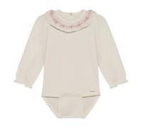 MINYMO Body langarm Rüschenkragen 80 natur/rosa