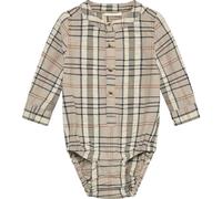 MINYMO Hemd-Body langarm Karo 68 beige/braun