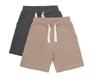 Minymo - Boy's Basic 53 Sweat Short (2-Pack) - Shorts, Gr. 116, braun (Fossil)
