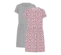 MINYMO Girl's Short Sleve (2-Pack) Casual Dress, Grey Melange, 116