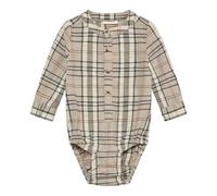 MINYMO Hemd-Body langarm Karo 92 beige/braun