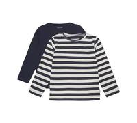 MINYMO Jungen Kinder 2er Pack Longsleeve Langarmshirt Shirt Rundhalsausschnitt Basic gestreift 3934, Größe:134, Farbe:Marshmallow (111)
