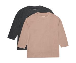 Minymo - Kid's T-Shirt L/S Loose Fit (2-Pack) - Longsleeve, Gr. 146, braun (Fossil)