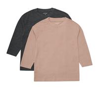 Minymo - Kid's T-Shirt L/S Loose Fit (2-Pack) - Longsleeve, Gr. 92, braun (Fossil)