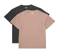 Minymo - Kid's T-Shirt S/S Loose Fit 6683 (2-Pack) - T-Shirt, Gr. 80, braun (Fossil)
