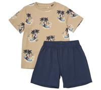 Minymo - Kid's T-Shirt+Short Set Aop, Gr. 92, beige/blau (Incense)