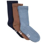 Minymo - Kid's Wool Socks Rib 3-Pack - Multifunktionssocken, Gr. 15-18, grau (DarkNavy)