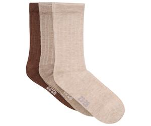 Minymo - Kid's Wool Socks Rib 3-Pack - Multifunktionssocken, Gr. 35-38, beige (SilverMinkMelange)