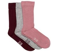 Minymo - Kid's Wool Socks Rib 3-Pack - Multifunktionssocken, Gr. 35-38, rosa (BurnishedLilac)
