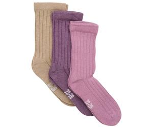 Minymo - Kid's Wool Socks Rib 3-Pack - Multifunktionssocken, Gr. 35-38, rosa (OrchidHaze)