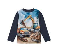 Minymo Langarmshirt Baustellen Print - 98 / blue nights / 95% Baumwolle 5% elasthan