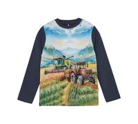 Minymo Langarmshirt "Traktor" - 92 / blue nights