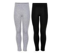 MINYMO Mädchen 2er Pack Leggings aus weichem Material, Schwarz (Schwarz/Grau 106), 134 (Herstellergröße: 134)