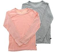 Minymo Mädchen Langarmshirt BASIC 2er-Pack 95% Baumwolle 5% Elasthan Rosa/Grau Melange Gr. 110