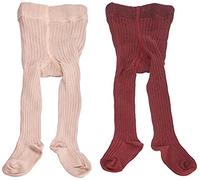 MINYMO Mädchen Stocking - Solid Rib 2-pack Strumpfhose, Rose smoke, 9298 EU