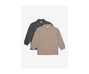 Minymo Sweatshirt w.zip (2-pack) fossil (2563) 128