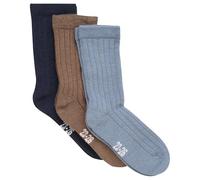 MINYMO Unisex Kinder Wool - Rib 3-pack Wolle Socken, Dark Navy, 31-34 EU