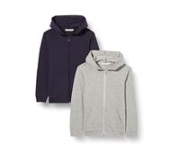 MINYMO Unisex Sweat Jacket with Hood (2 Pack) Bluse, Grey Melange, 146