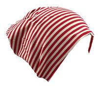 Miobo Baby Kinder Jersey Slouch Beanie Long Mütze mit Streifen Unisex Baumwolle KB21-13 Rot/Weiß