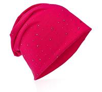 Miobo Jersey Slouch Beanie Long Mütze mit edler Strass Nieten Applikation Unisex Unifarbe Herren Damen Trend,Pink